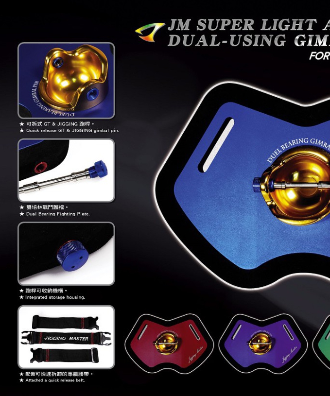 JM Aluminum Alloy dual-using Gimbal Plate for GT & Jigging (Dual- bearing)